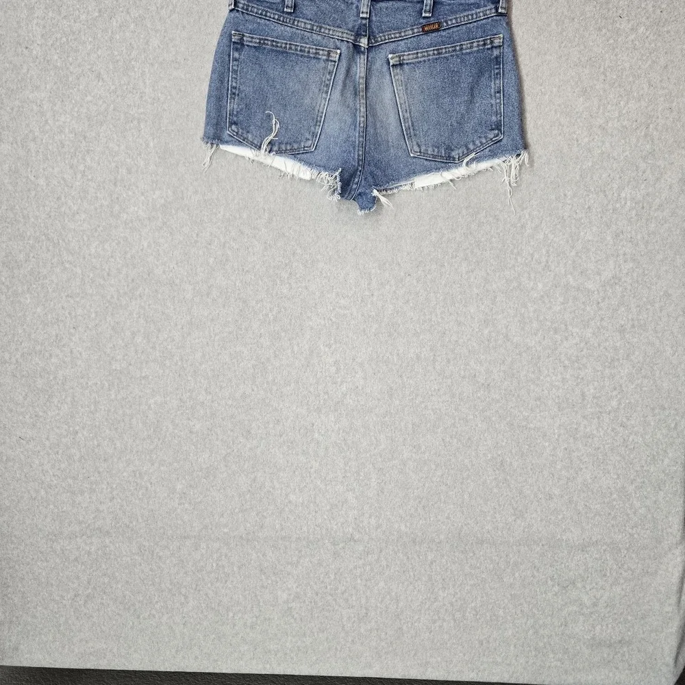 Wrangler Rustler Women Shorts 32 Blue Denim 87822RL Jean Fringe 3